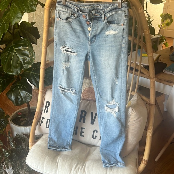 American Eagle Tomgirl jeans, light blue size 0 short - Picture 1 of 5